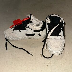 Off-White Black and White Sneakers with Red Accent